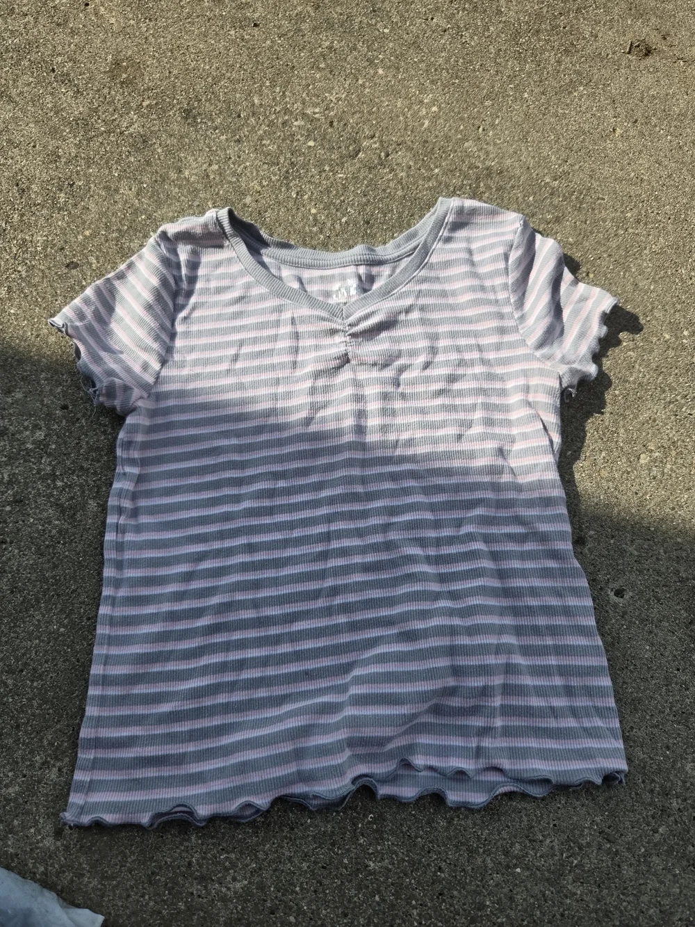 Justice Lavender & White Striped Short Sleeve Tee